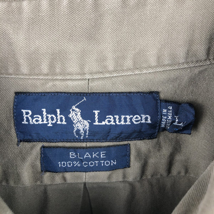 Ralph Lauren BLAKE long sleeve button down shirt, men's size L cotton gray type Vintage Second Hand