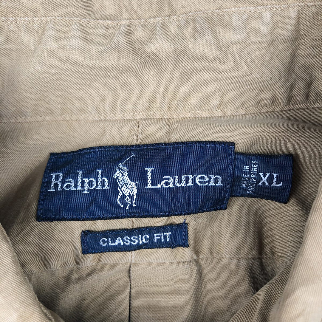 Ralph Lauren Classic Fit Long Sleeve Button Down Shirt Men's XL cotton Beige type Vintage Second Hand