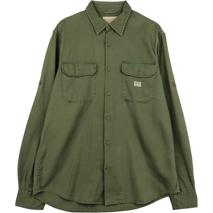 Ralph Lauren DENIM AND SUPPLY long-sleeved cotton shirt, men's size L (approx.) cotton Khaki type Vintage Second Hand