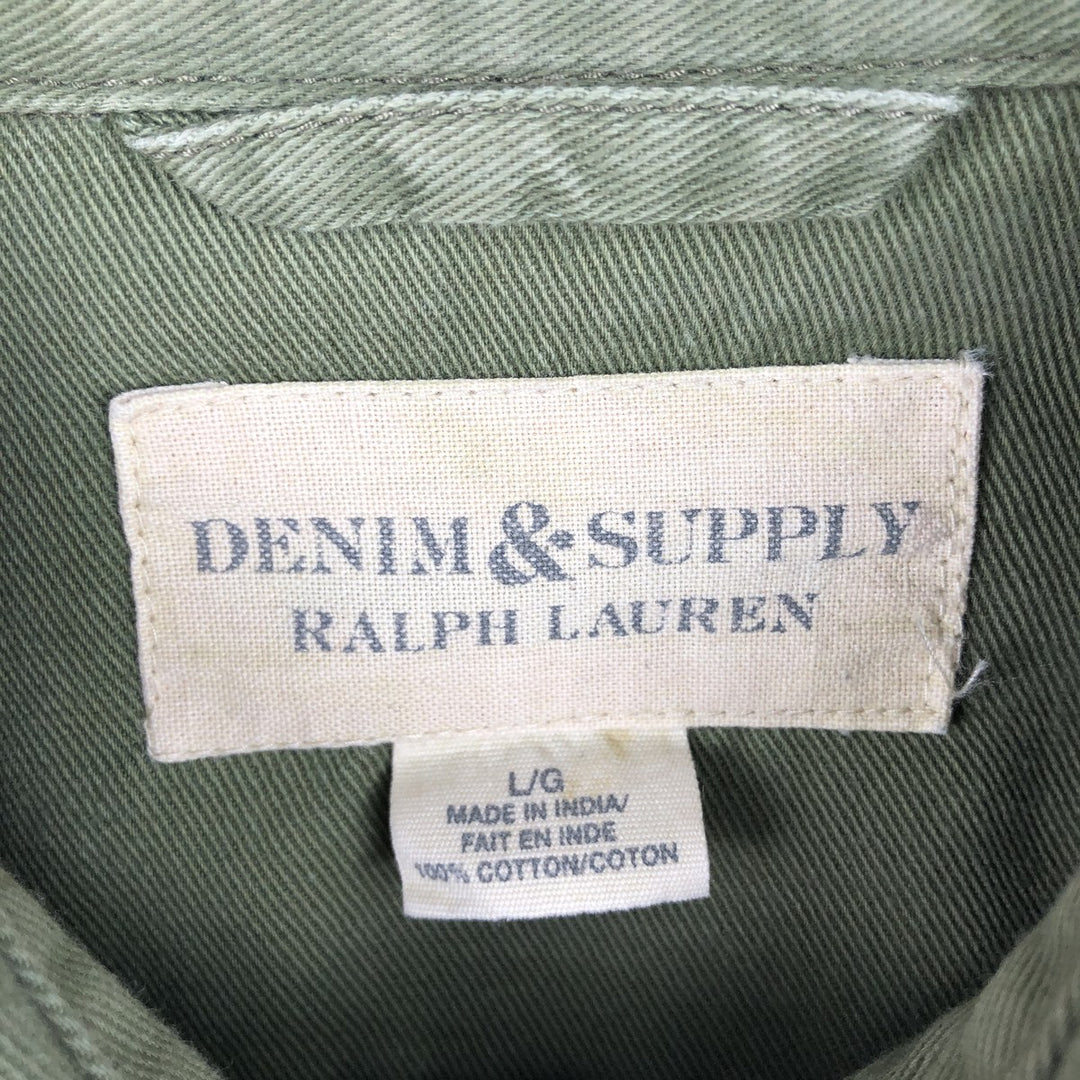 Ralph Lauren DENIM AND SUPPLY long-sleeved cotton shirt, men's size L (approx.) cotton Khaki type Vintage Second Hand