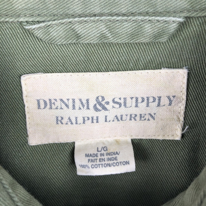 Ralph Lauren DENIM AND SUPPLY long-sleeved cotton shirt, men's size L (approx.) cotton Khaki type Vintage Second Hand