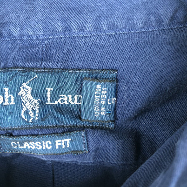 Ralph Lauren Classic Fit Long Sleeve Button Down Shirt, Men's Size L cotton navy blue type Vintage Second Hand