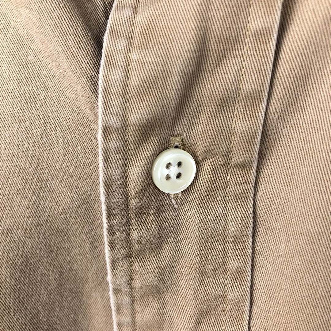 Ralph Lauren BLAKE long sleeve button down shirt, men's size M cotton beige type brown Vintage Second Hand