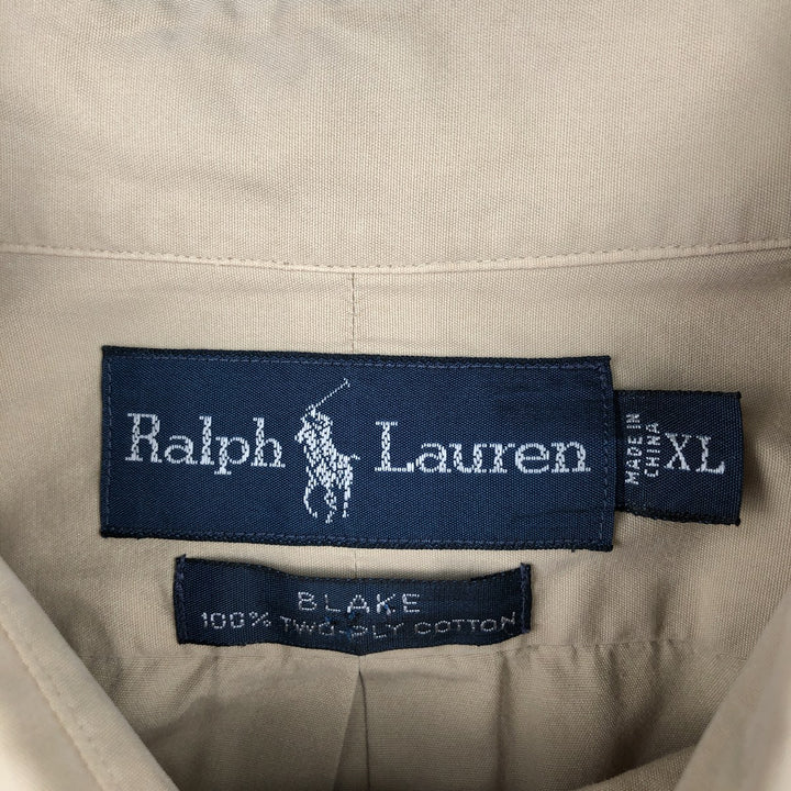 Ralph Lauren BLAKE long sleeve button down shirt, men's XL size cotton Beige type Vintage Second Hand