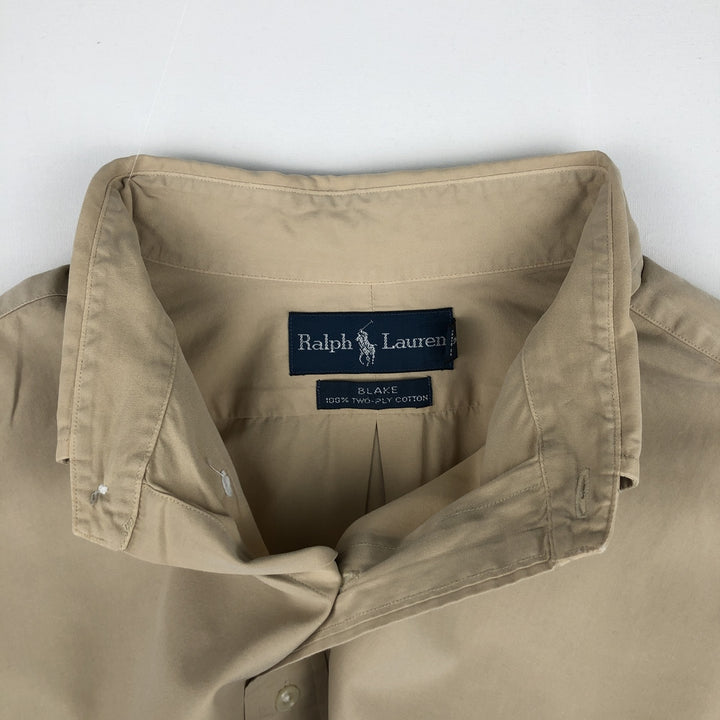 Ralph Lauren BLAKE long sleeve button down shirt, men's XL size cotton Beige type Vintage Second Hand