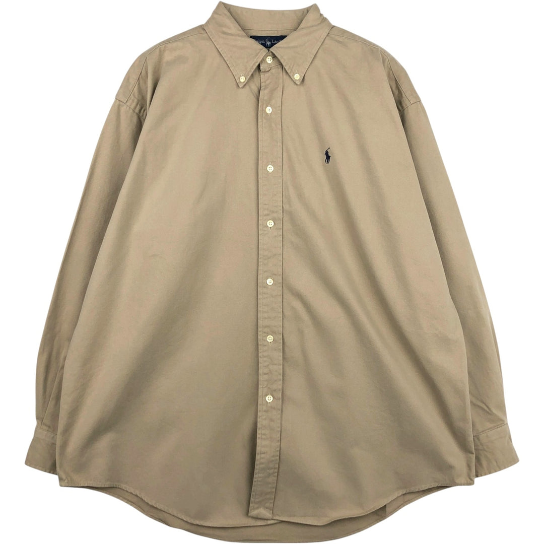 Ralph Lauren BLAKE long sleeve button down shirt, men's XL size cotton Beige type Vintage Second Hand