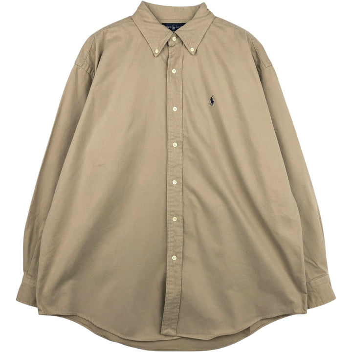 Ralph Lauren BLAKE long sleeve button down shirt, men's XL size cotton Beige type Vintage Second Hand