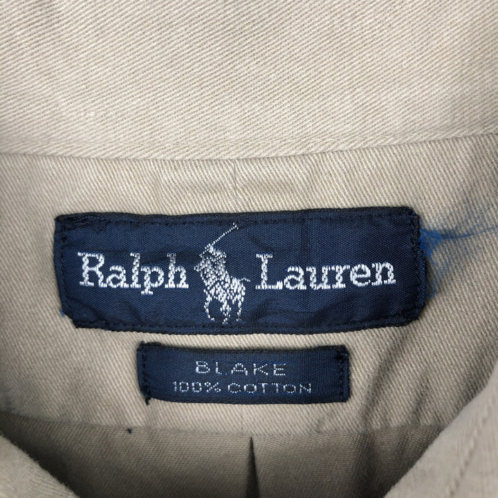 Ralph Lauren BLAKE long sleeve button down shirt, men's XL size cotton Beige type Vintage Second Hand