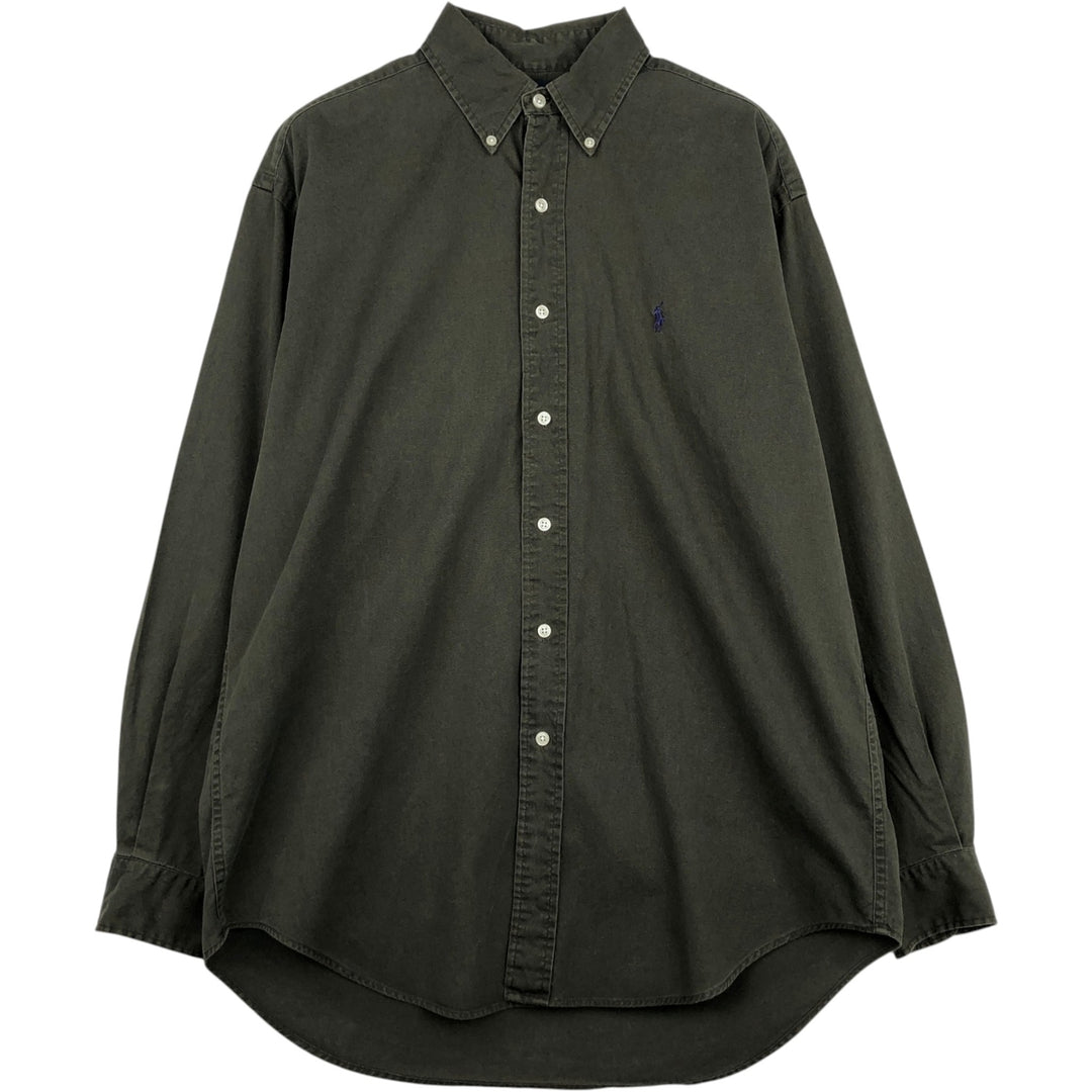 Ralph Lauren BLAIRE long sleeve button down shirt, men's size M cotton Khaki type Vintage Second Hand