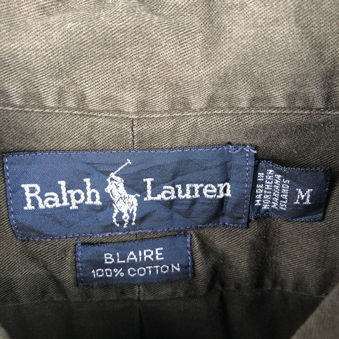 Ralph Lauren BLAIRE long sleeve button down shirt, men's size M cotton Khaki type Vintage Second Hand