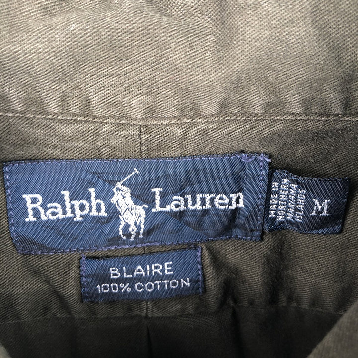 Ralph Lauren BLAIRE long sleeve button down shirt, men's size M cotton Khaki type Vintage Second Hand