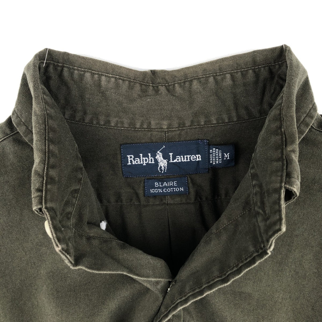 Ralph Lauren BLAIRE long sleeve button down shirt, men's size M cotton Khaki type Vintage Second Hand