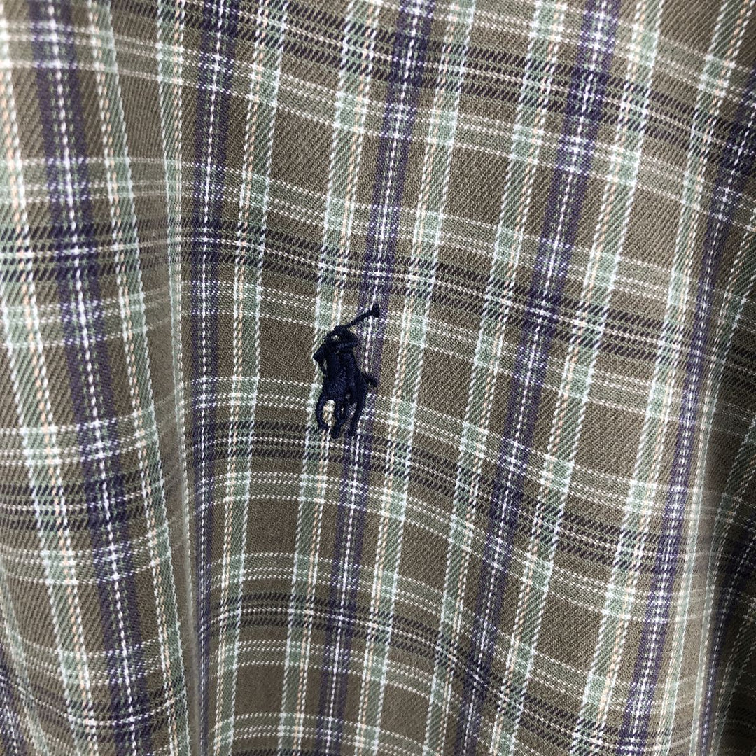 Ralph Lauren MCMEEL long-sleeved button-down check shirt, men's size XL cotton Green type dark green Vintage Second Hand