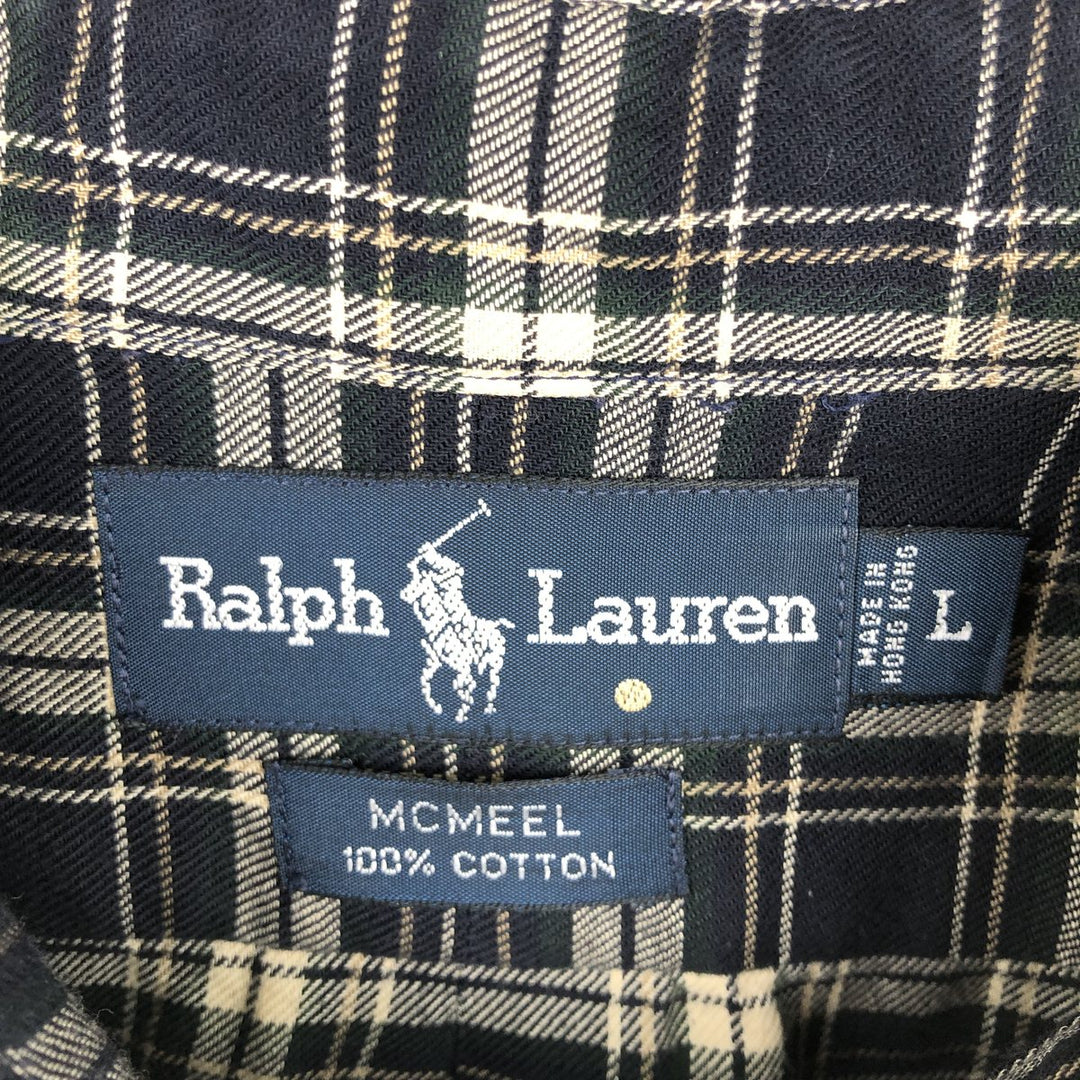 Ralph Lauren MCMEEL long-sleeved button-down check shirt, men's size L cotton black type Vintage Second Hand