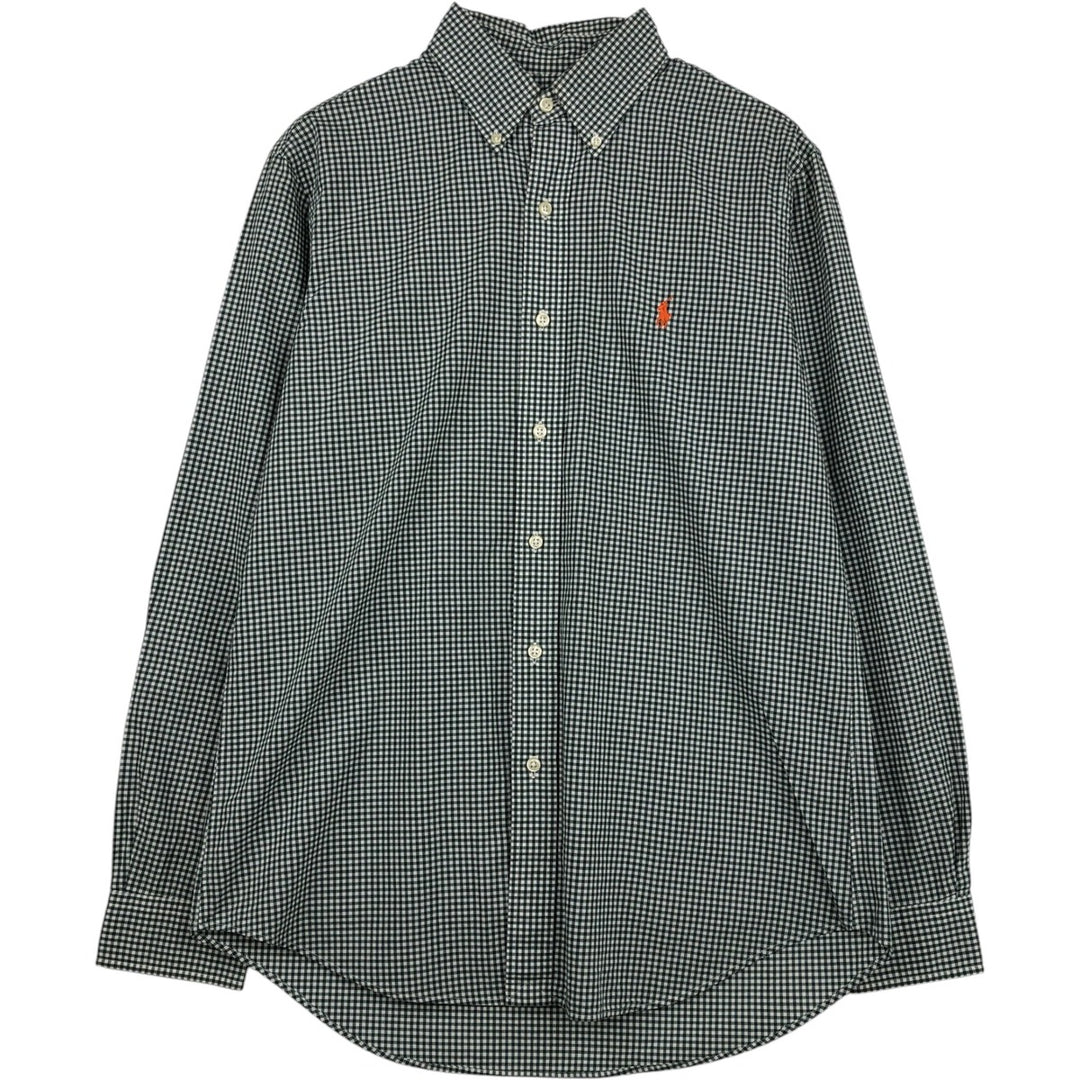 Ralph Lauren Gingham Check Long Sleeve Button-Down Check Shirt, Men's M Size cotton white type Vintage Second Hand