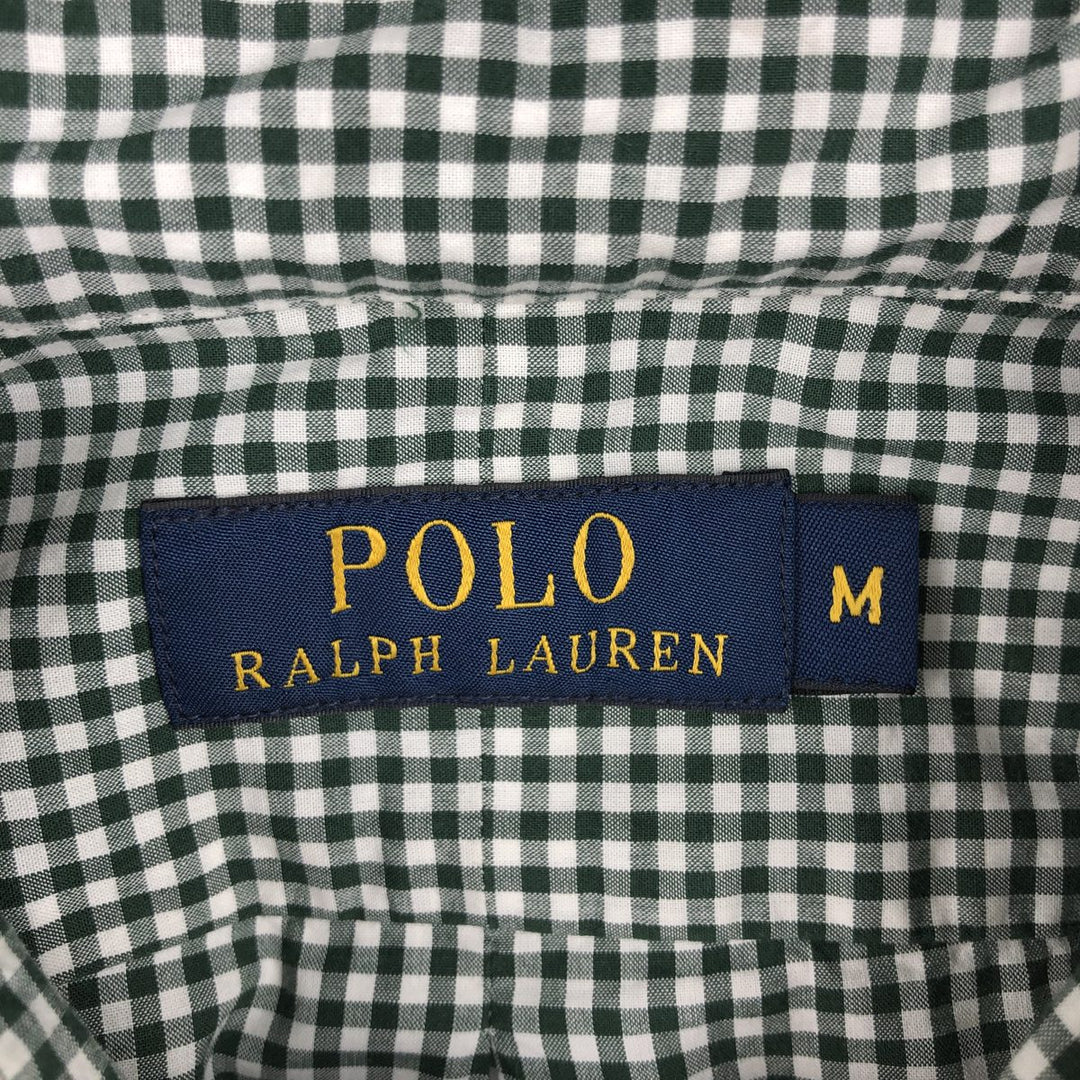 Ralph Lauren Gingham Check Long Sleeve Button-Down Check Shirt, Men's M Size cotton white type Vintage Second Hand