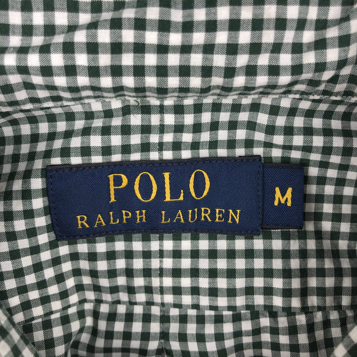 Ralph Lauren Gingham Check Long Sleeve Button-Down Check Shirt, Men's M Size cotton white type Vintage Second Hand