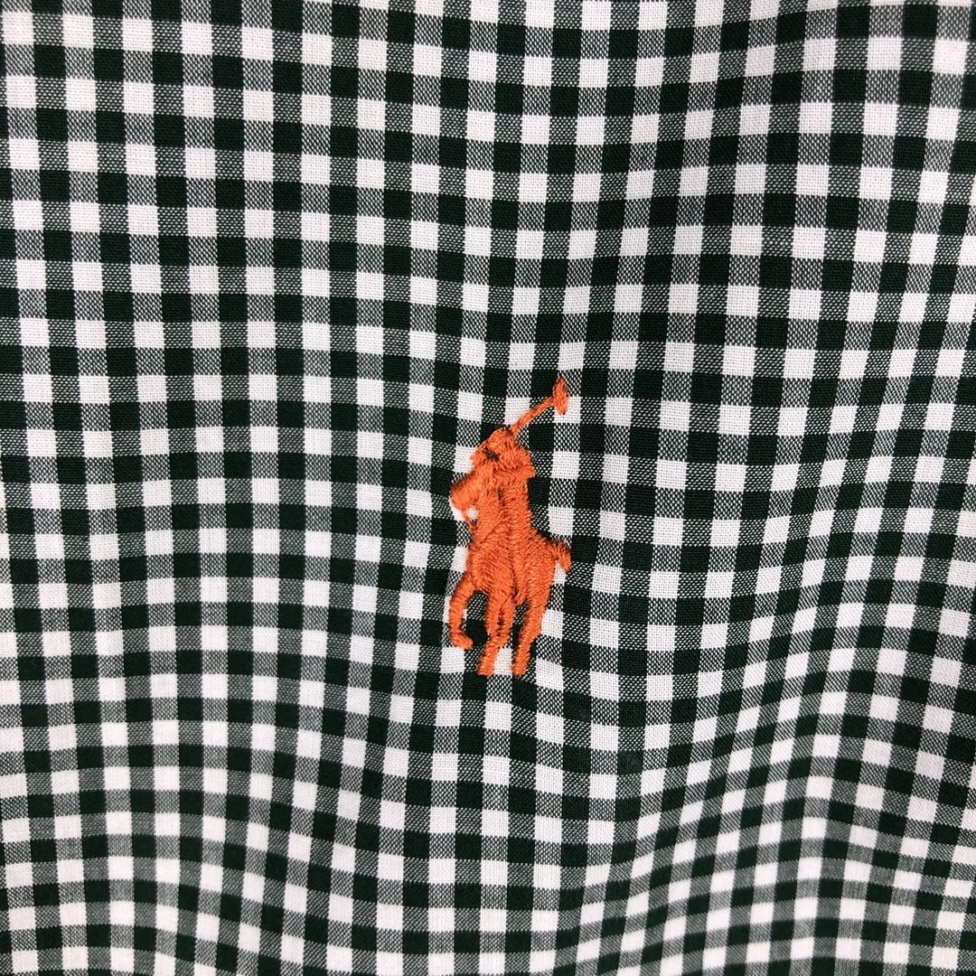 Ralph Lauren Gingham Check Long Sleeve Button-Down Check Shirt, Men's M Size cotton white type Vintage Second Hand