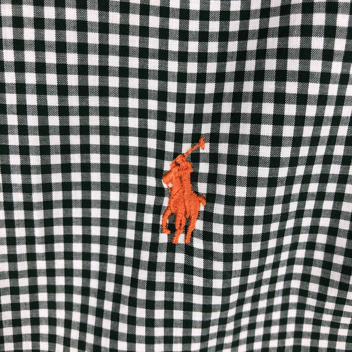 Ralph Lauren Gingham Check Long Sleeve Button-Down Check Shirt, Men's M Size cotton white type Vintage Second Hand