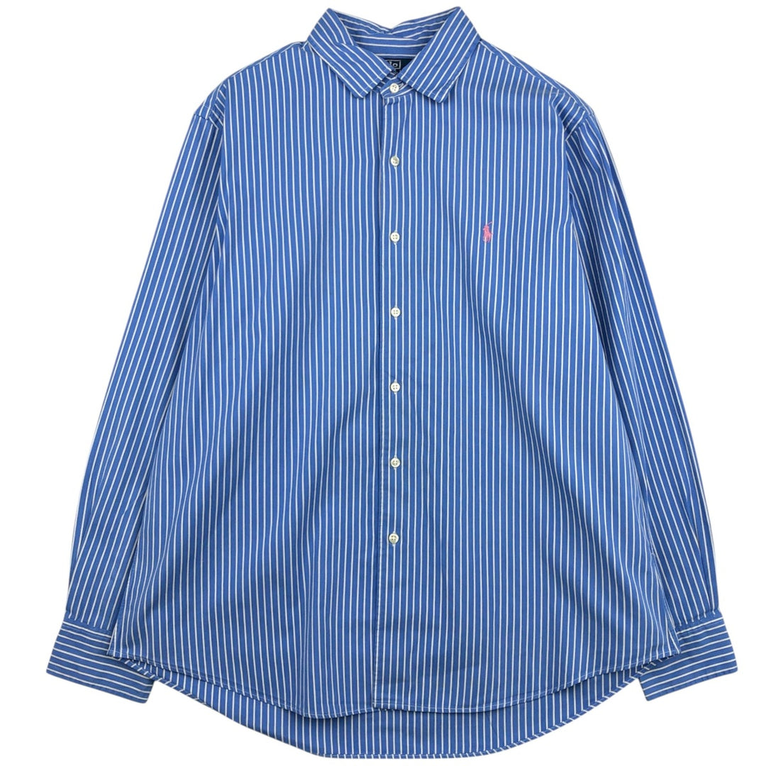 Ralph Lauren CUSTOM FIT long sleeve cotton striped shirt, men's XL size cotton Blue type light blue Vintage Second Hand