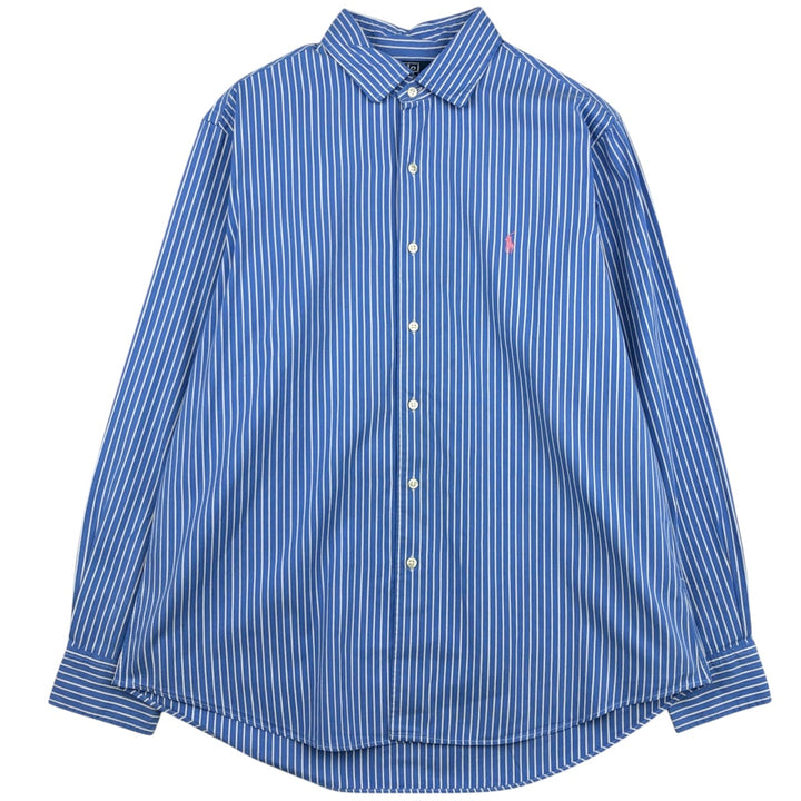 Ralph Lauren CUSTOM FIT long sleeve cotton striped shirt, men's XL size cotton Blue type light blue Vintage Second Hand