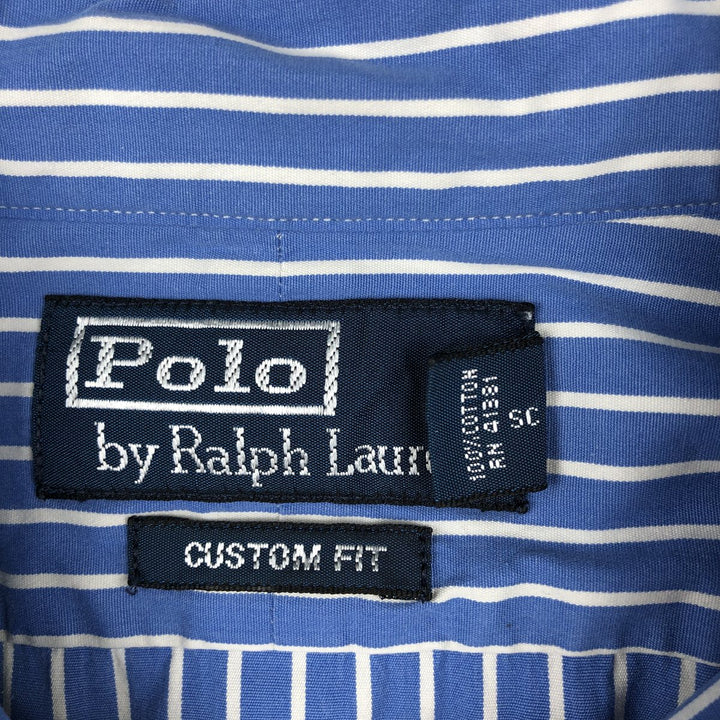 Ralph Lauren CUSTOM FIT long sleeve cotton striped shirt, men's XL size cotton Blue type light blue Vintage Second Hand
