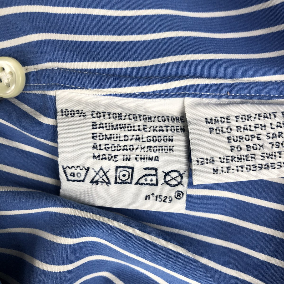 Ralph Lauren CUSTOM FIT long sleeve cotton striped shirt, men's XL size cotton Blue type light blue Vintage Second Hand