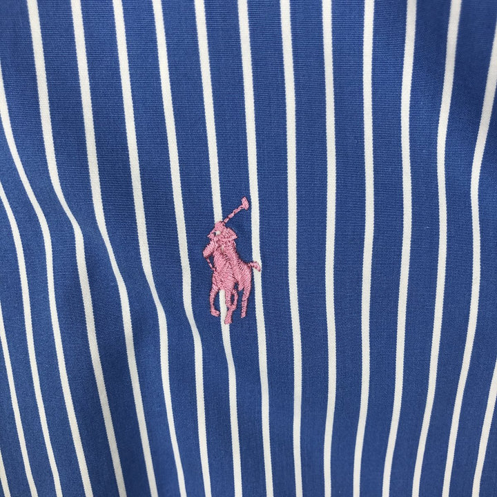 Ralph Lauren CUSTOM FIT long sleeve cotton striped shirt, men's XL size cotton Blue type light blue Vintage Second Hand