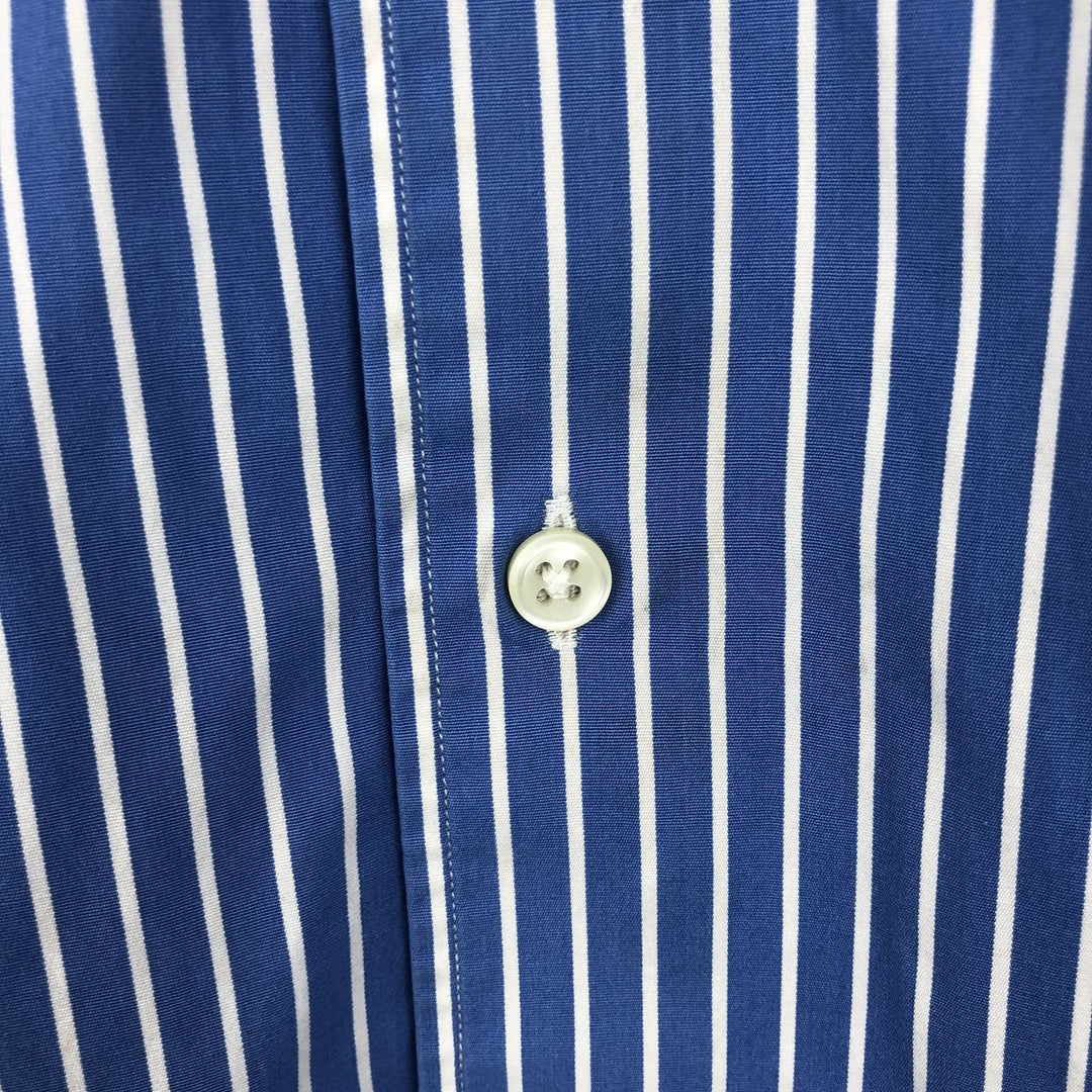 Ralph Lauren CUSTOM FIT long sleeve cotton striped shirt, men's XL size cotton Blue type light blue Vintage Second Hand