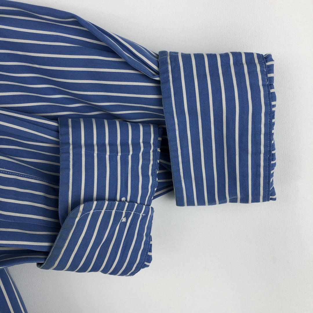 Ralph Lauren CUSTOM FIT long sleeve cotton striped shirt, men's XL size cotton Blue type light blue Vintage Second Hand