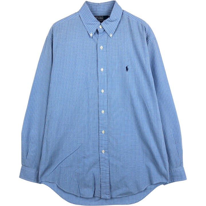 Ralph Lauren POLO by Ralph Lauren BLAKE Long-Sleeve Button-Down Check Shirt, Men's Size S (approx.) cotton Blue type light blue Vintage Second Hand