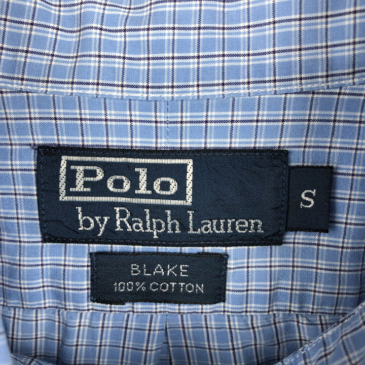 Ralph Lauren POLO by Ralph Lauren BLAKE Long-Sleeve Button-Down Check Shirt, Men's Size S (approx.) cotton Blue type light blue Vintage Second Hand