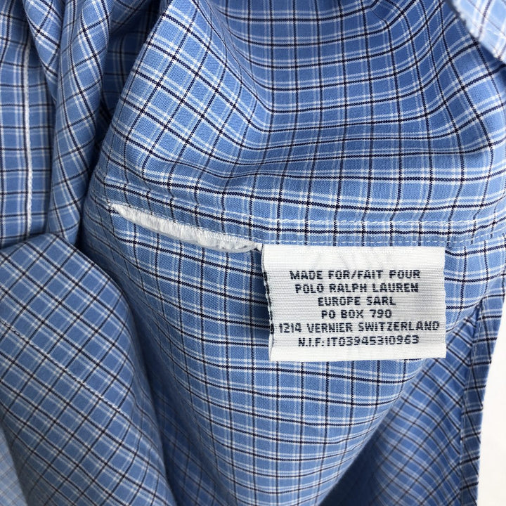 Ralph Lauren POLO by Ralph Lauren BLAKE Long-Sleeve Button-Down Check Shirt, Men's Size S (approx.) cotton Blue type light blue Vintage Second Hand