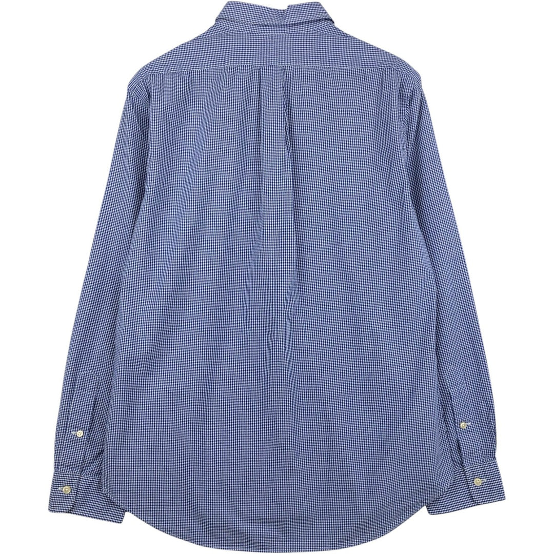 Ralph Lauren Slim Fit Gingham Check Long-Sleeve Button-Down Check Shirt, Men's Size L (approx.) cotton blue type Vintage Second Hand