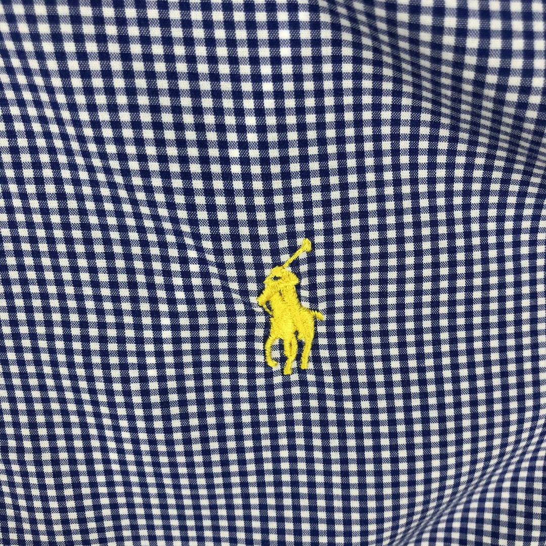 Ralph Lauren Slim Fit Gingham Check Long-Sleeve Button-Down Check Shirt, Men's Size L (approx.) cotton blue type Vintage Second Hand