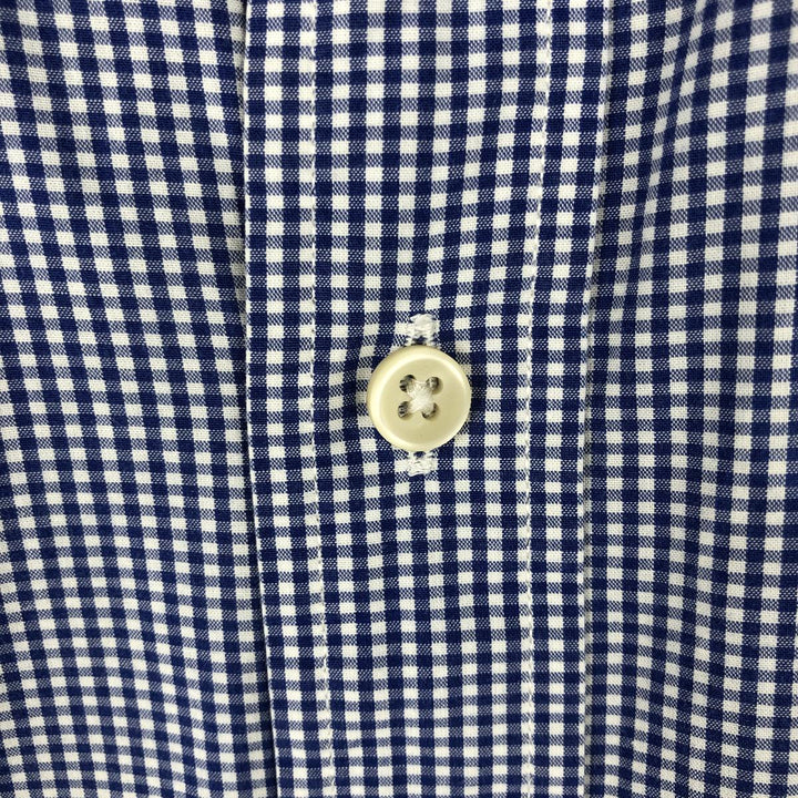 Ralph Lauren Slim Fit Gingham Check Long-Sleeve Button-Down Check Shirt, Men's Size L (approx.) cotton blue type Vintage Second Hand
