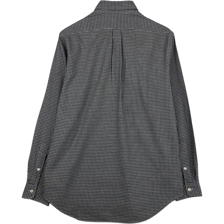 Ralph Lauren long sleeve button down check shirt, men's size M cotton navy blue type Vintage Second Hand