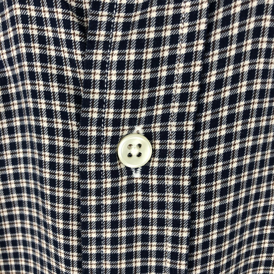 Ralph Lauren long sleeve button down check shirt, men's size M cotton navy blue type Vintage Second Hand