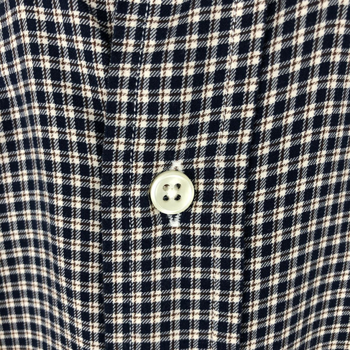 Ralph Lauren long sleeve button down check shirt, men's size M cotton navy blue type Vintage Second Hand