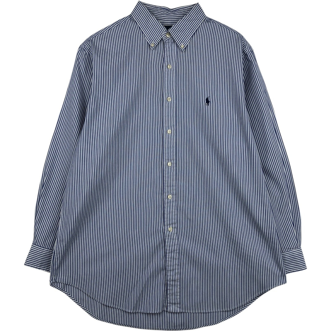 Ralph Lauren Classic Fit Long Sleeve Button Down Striped Shirt, Men's Size L cotton blue type Vintage Second Hand