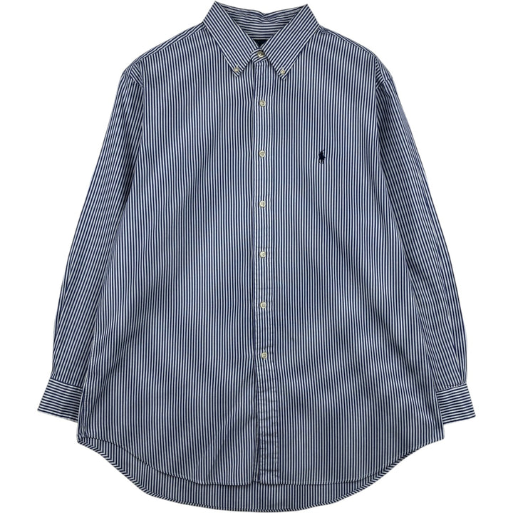 Ralph Lauren Classic Fit Long Sleeve Button Down Striped Shirt, Men's Size L cotton blue type Vintage Second Hand