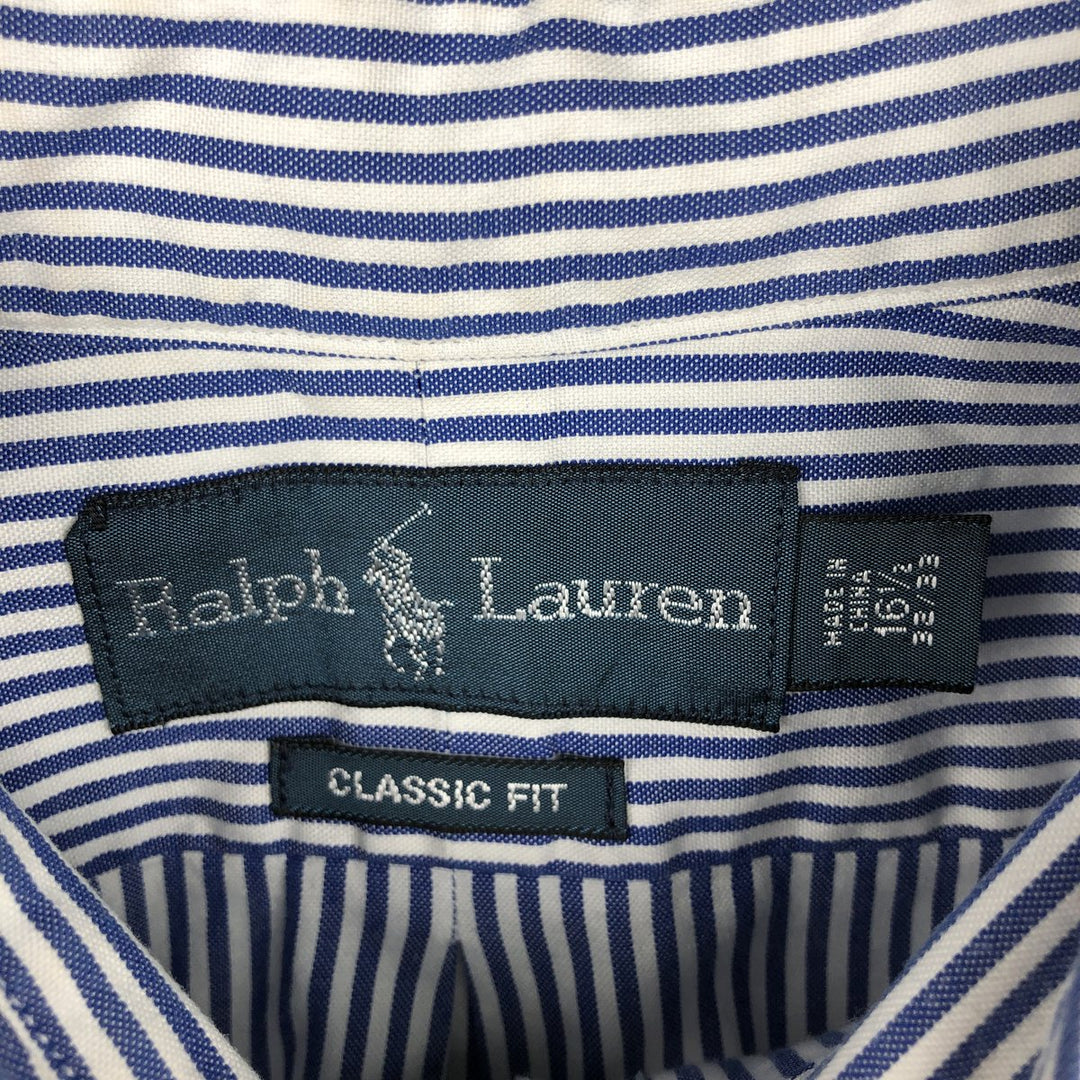 Ralph Lauren Classic Fit Long Sleeve Button Down Striped Shirt, Men's Size L cotton blue type Vintage Second Hand