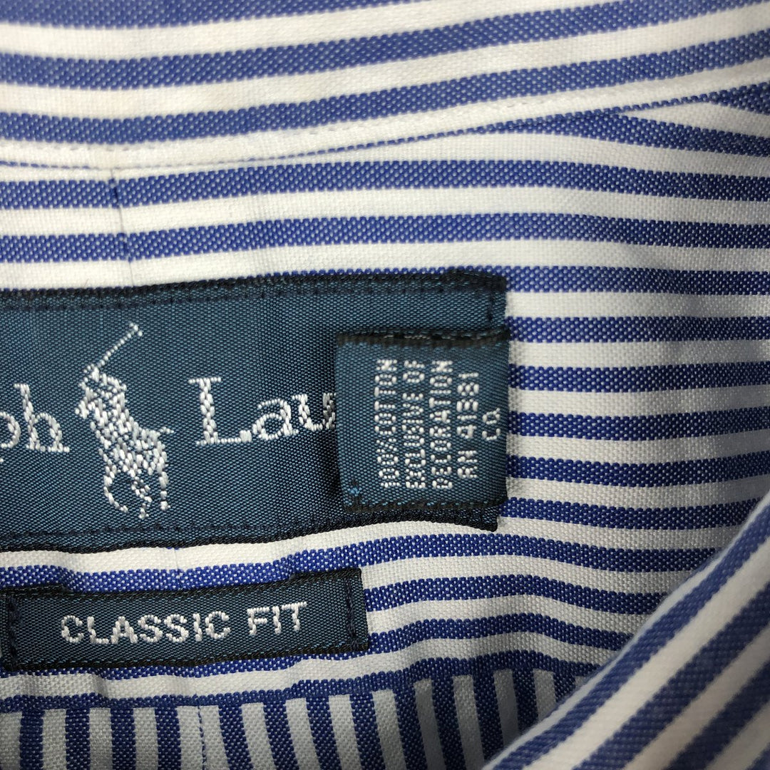Ralph Lauren Classic Fit Long Sleeve Button Down Striped Shirt, Men's Size L cotton blue type Vintage Second Hand