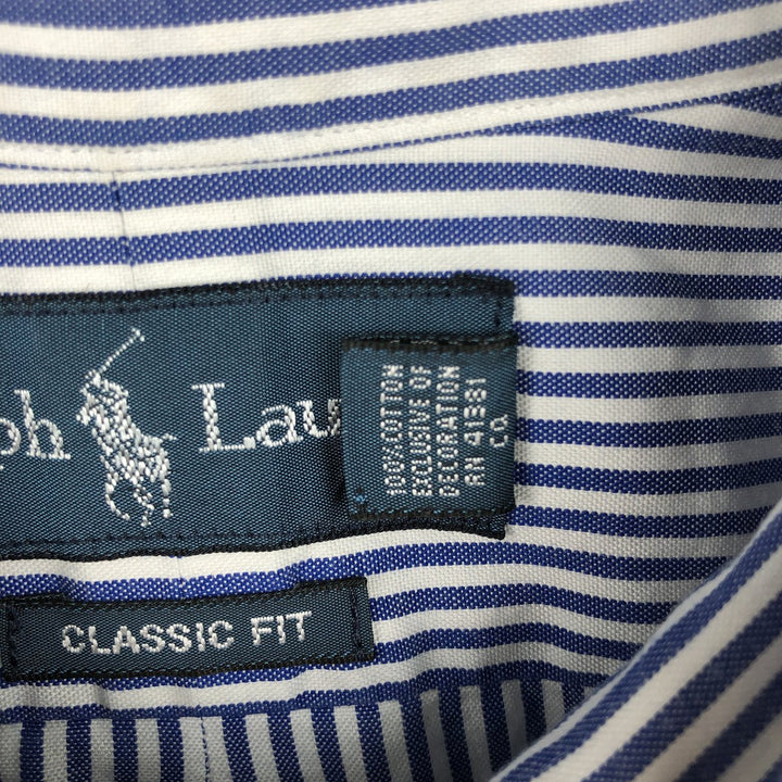 Ralph Lauren Classic Fit Long Sleeve Button Down Striped Shirt, Men's Size L cotton blue type Vintage Second Hand