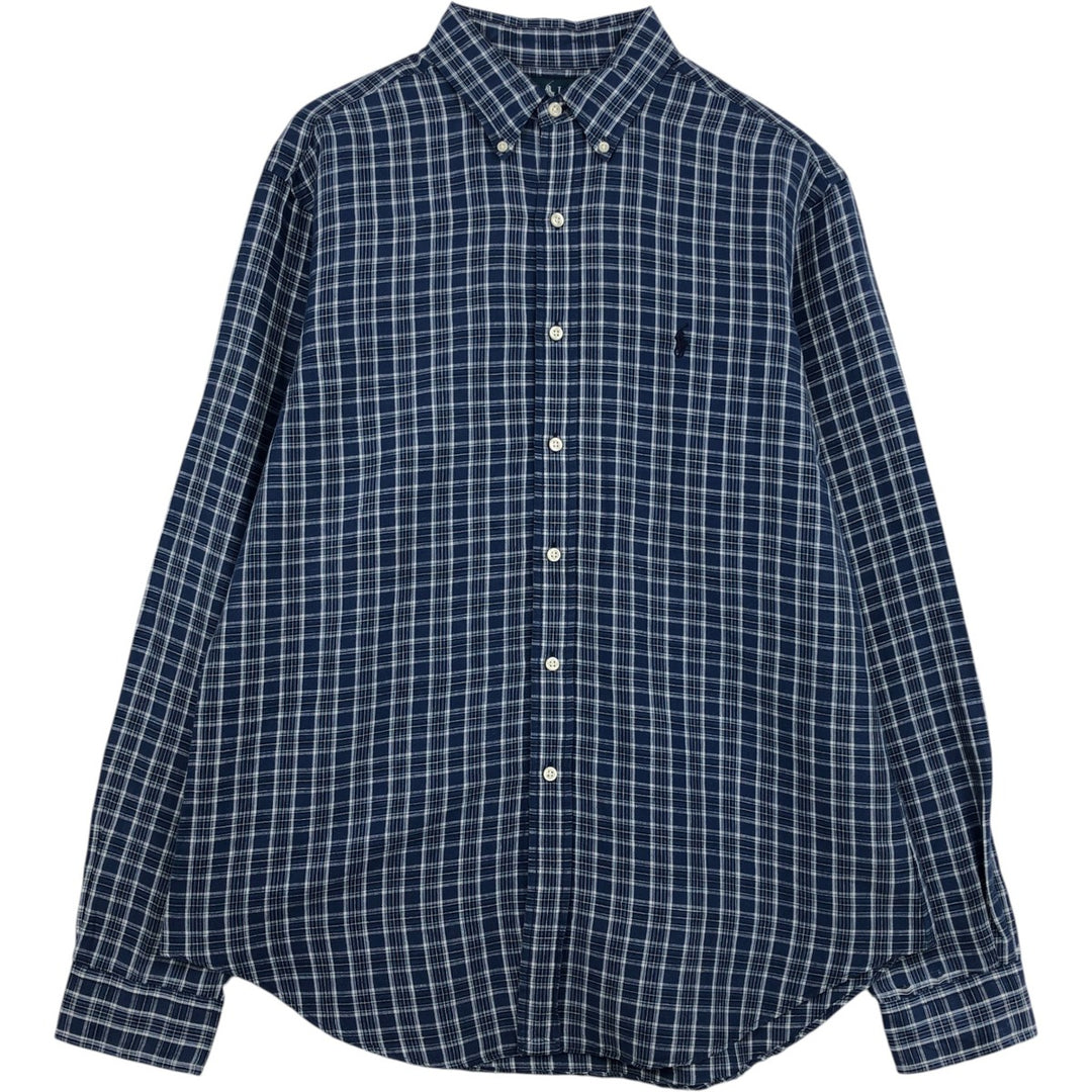 Ralph Lauren CLASSIC FIT Long-Sleeve Cotton x Linen Button-Down Shirt, Men's Size L (approx.) linen blue type Vintage Second Hand
