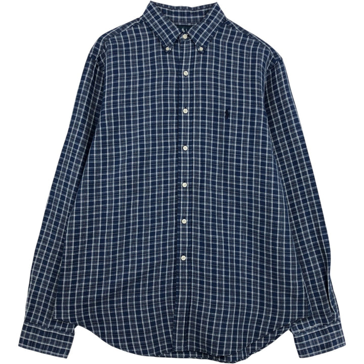 Ralph Lauren CLASSIC FIT Long-Sleeve Cotton x Linen Button-Down Shirt, Men's Size L (approx.) linen blue type Vintage Second Hand