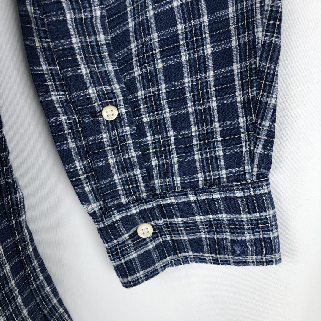 Ralph Lauren CLASSIC FIT Long-Sleeve Cotton x Linen Button-Down Shirt, Men's Size L (approx.) linen blue type Vintage Second Hand