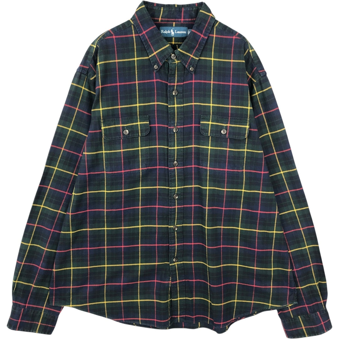 Ralph Lauren long sleeve button down check shirt, men's XXL size cotton multicolor Vintage Second Hand