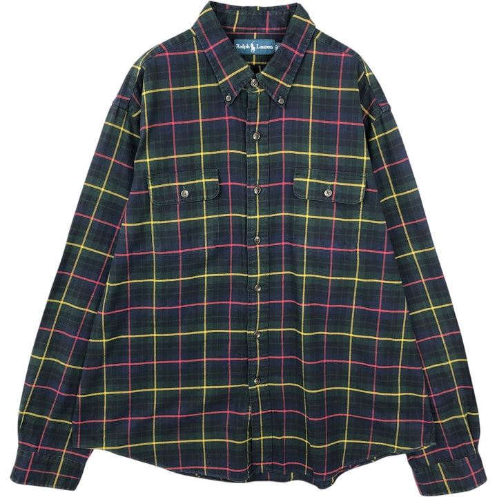 Ralph Lauren long sleeve button down check shirt, men's XXL size cotton multicolor Vintage Second Hand