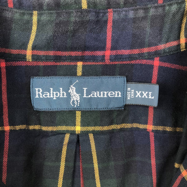 Ralph Lauren long sleeve button down check shirt, men's XXL size cotton multicolor Vintage Second Hand
